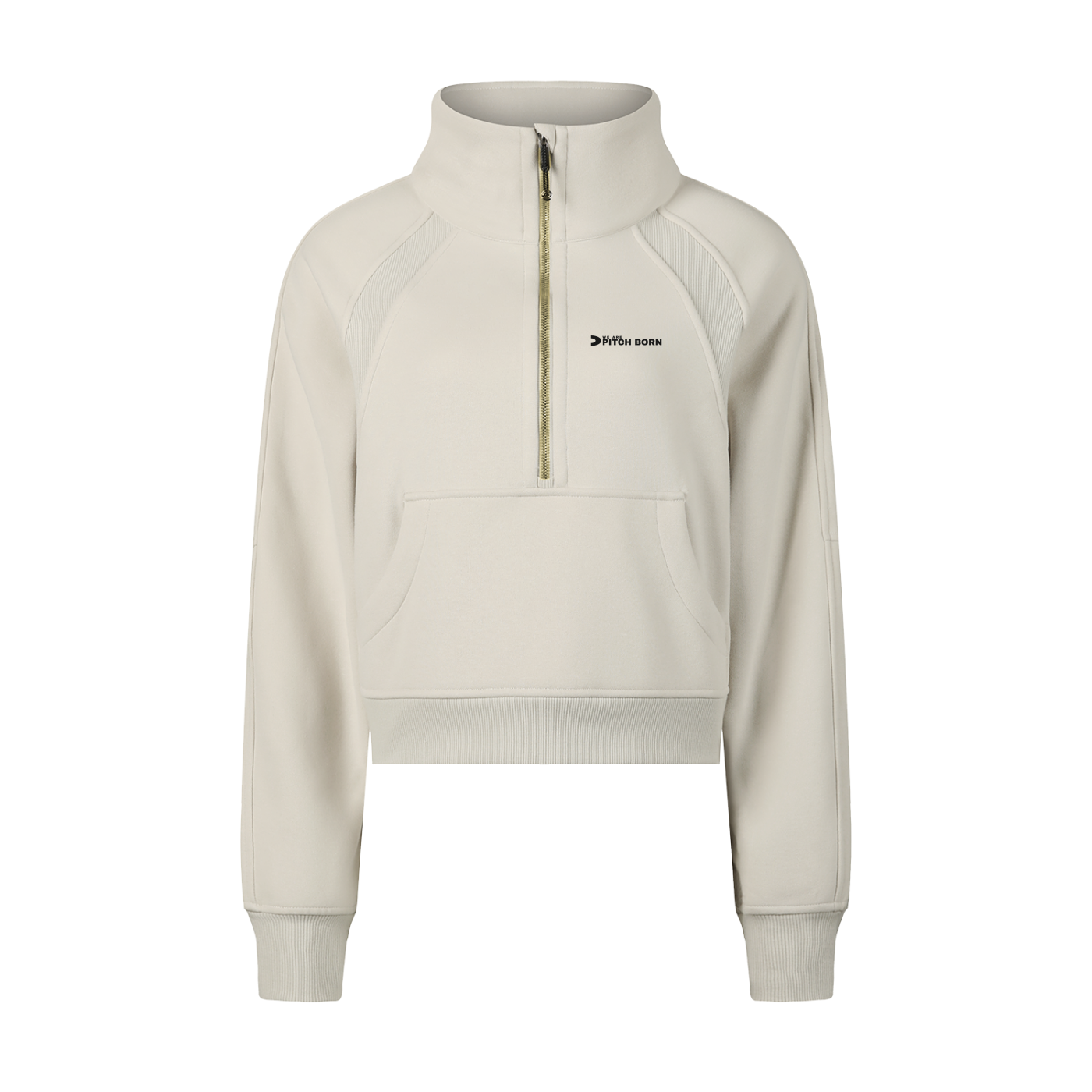 Cream Cropped Half-Zip Sweatshirt