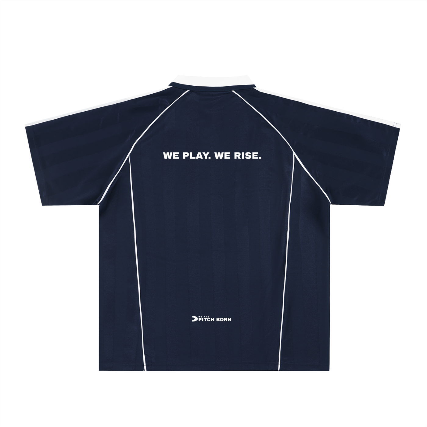 Navy with White Detail Shadow Stripe Collared Football Top