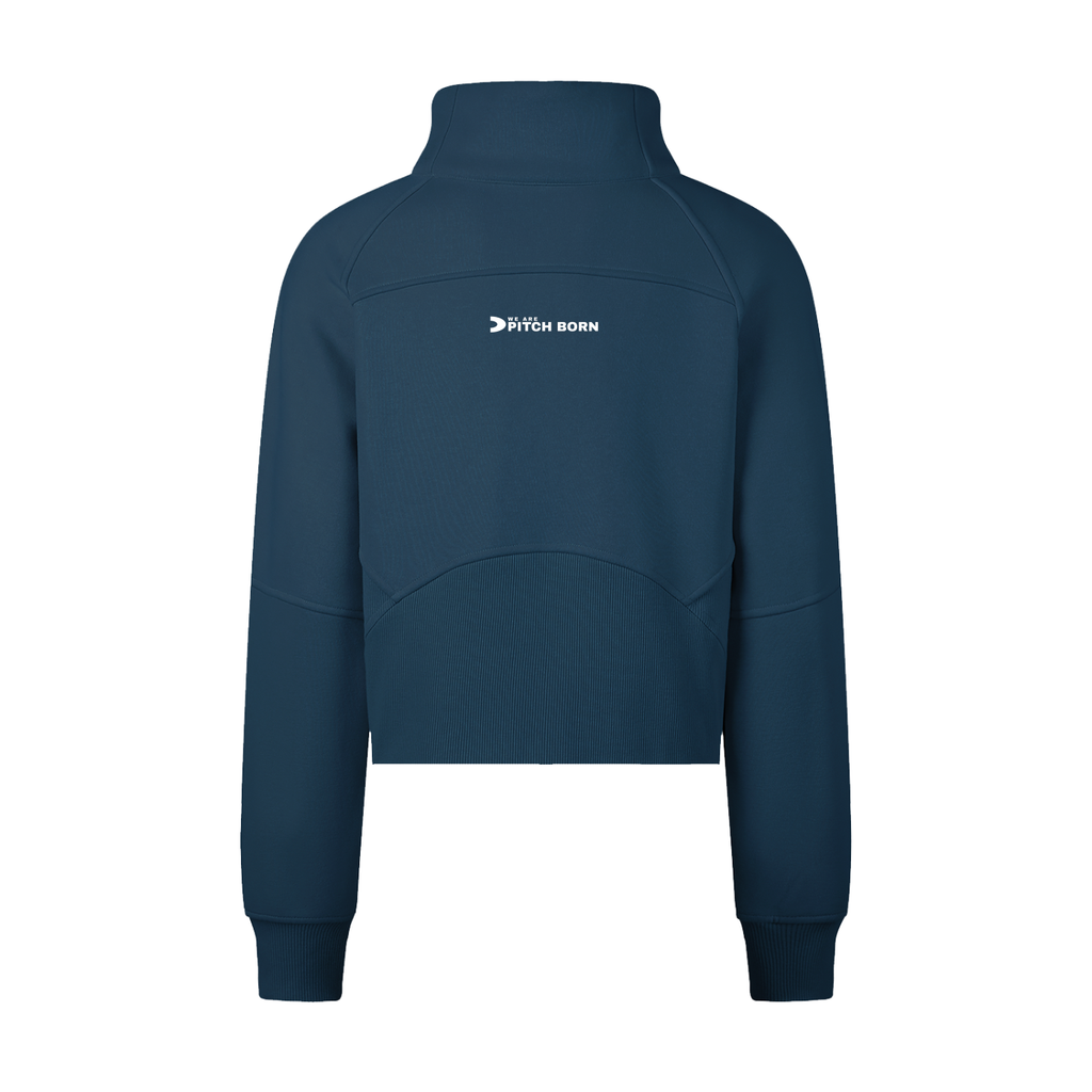 Blue Cropped Half-Zip Sweatshirt