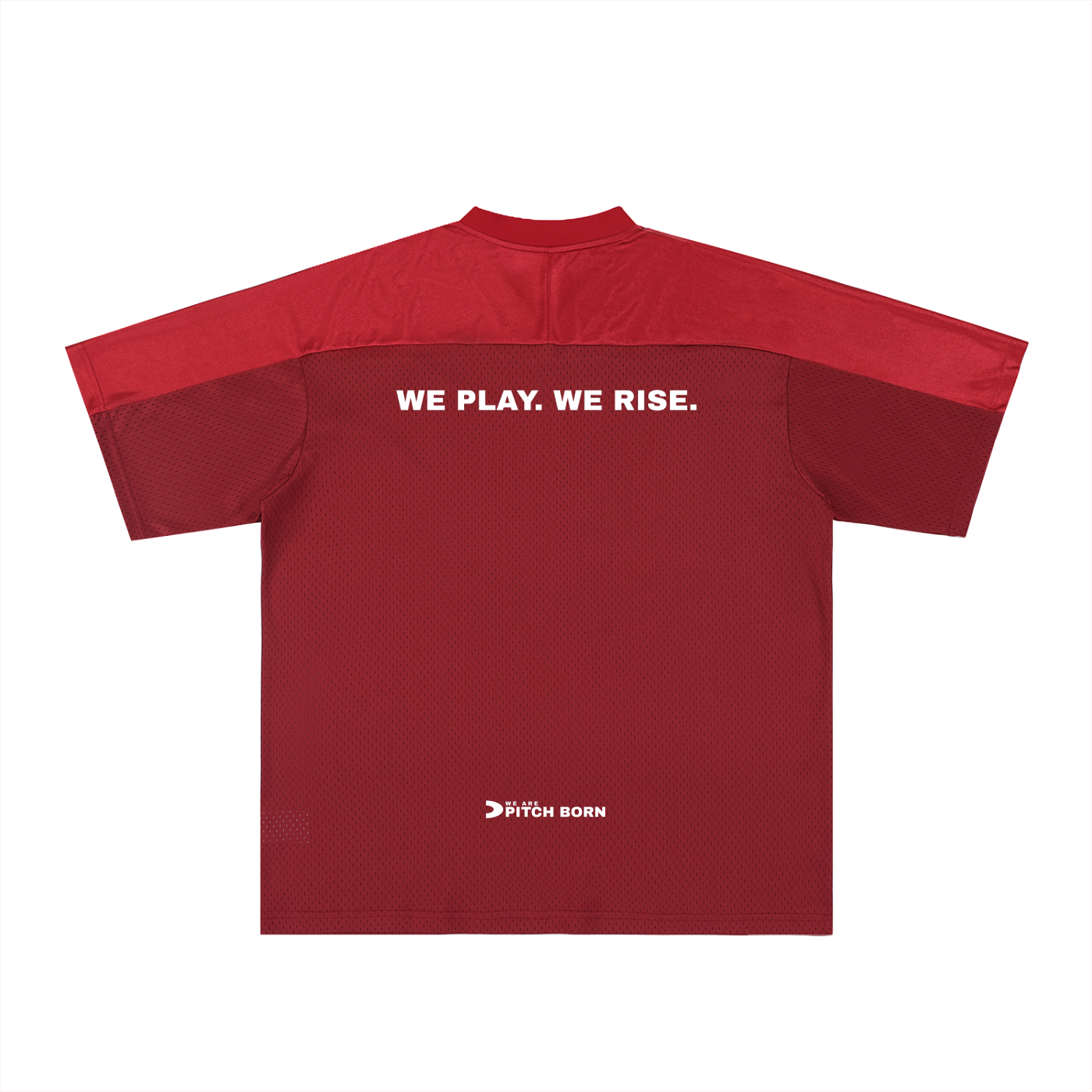 Two Tone Red Oversized Mesh V-Neck Football Top
