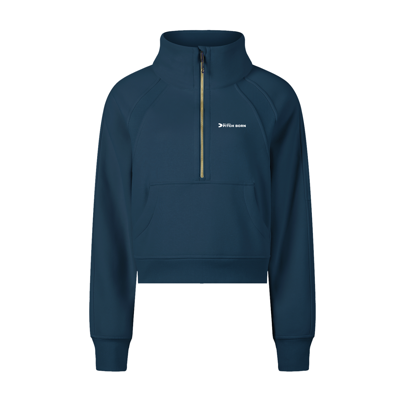 Blue Cropped Half-Zip Sweatshirt