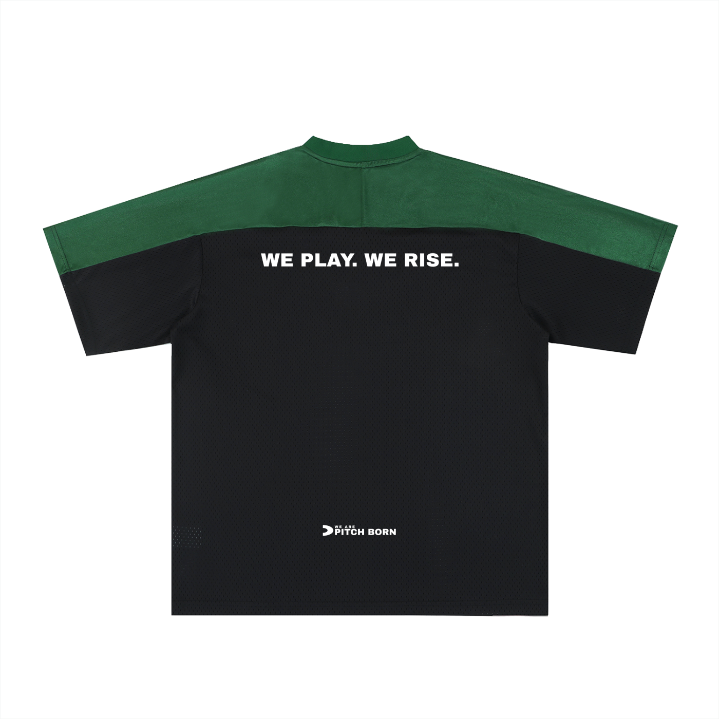 Green and Black Oversized Mesh V-Neck Football Top