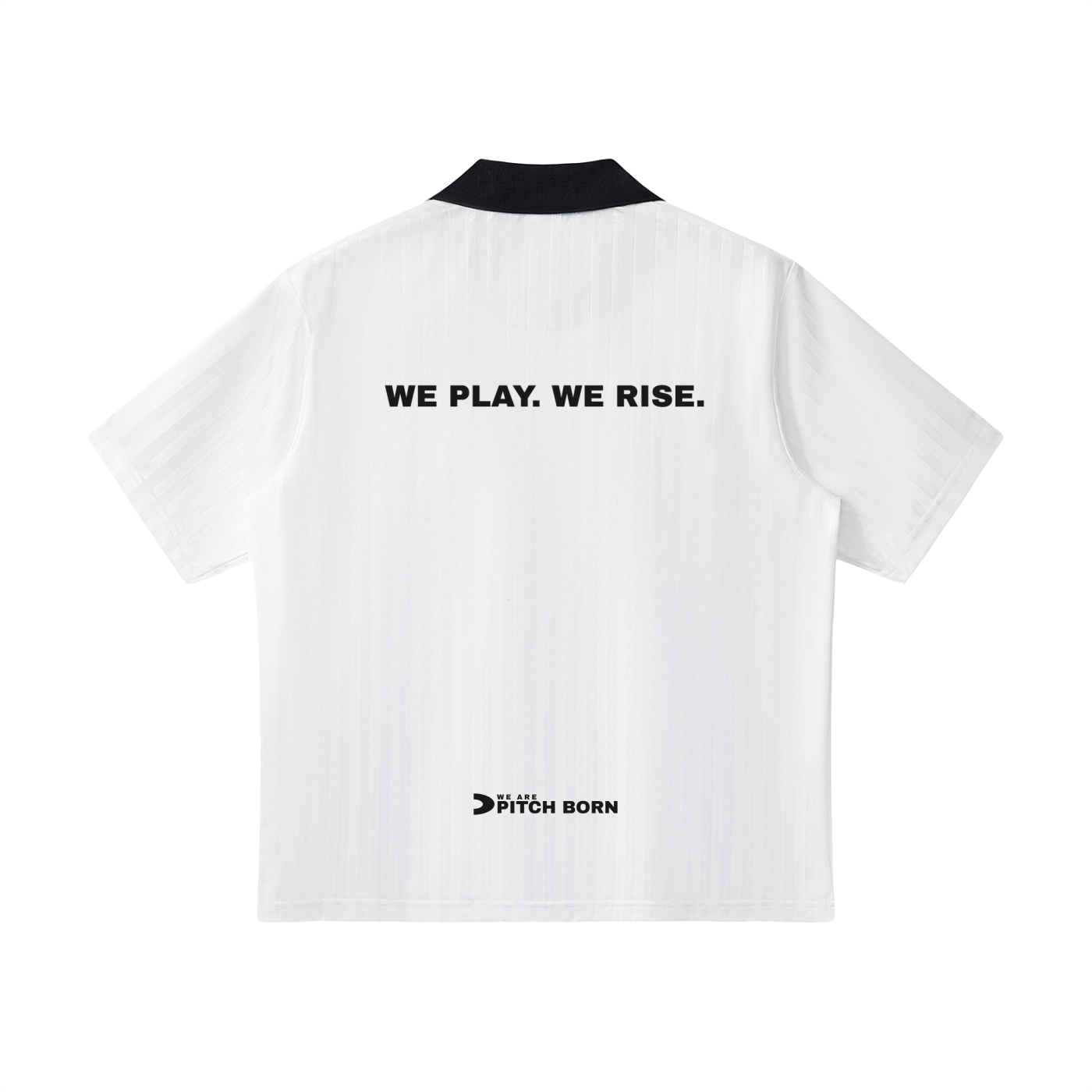 White With Black Contrast Collar Striped Football Top