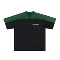 Green and Black Oversized Mesh V-Neck Football Top