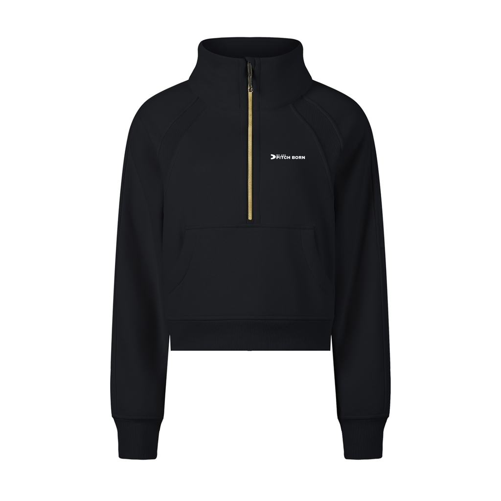 Black Cropped Half-Zip Sweatshirt