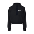 Black Cropped Half-Zip Sweatshirt