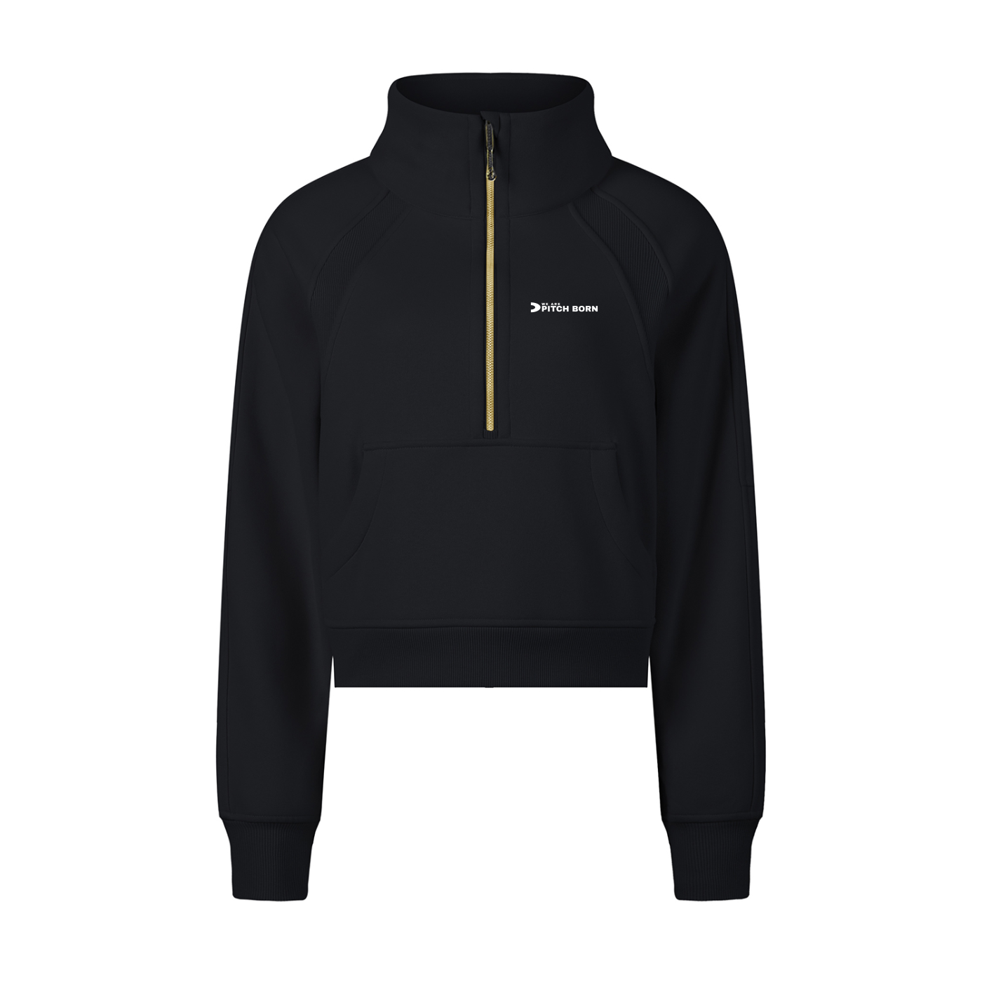 Black Cropped Half-Zip Sweatshirt