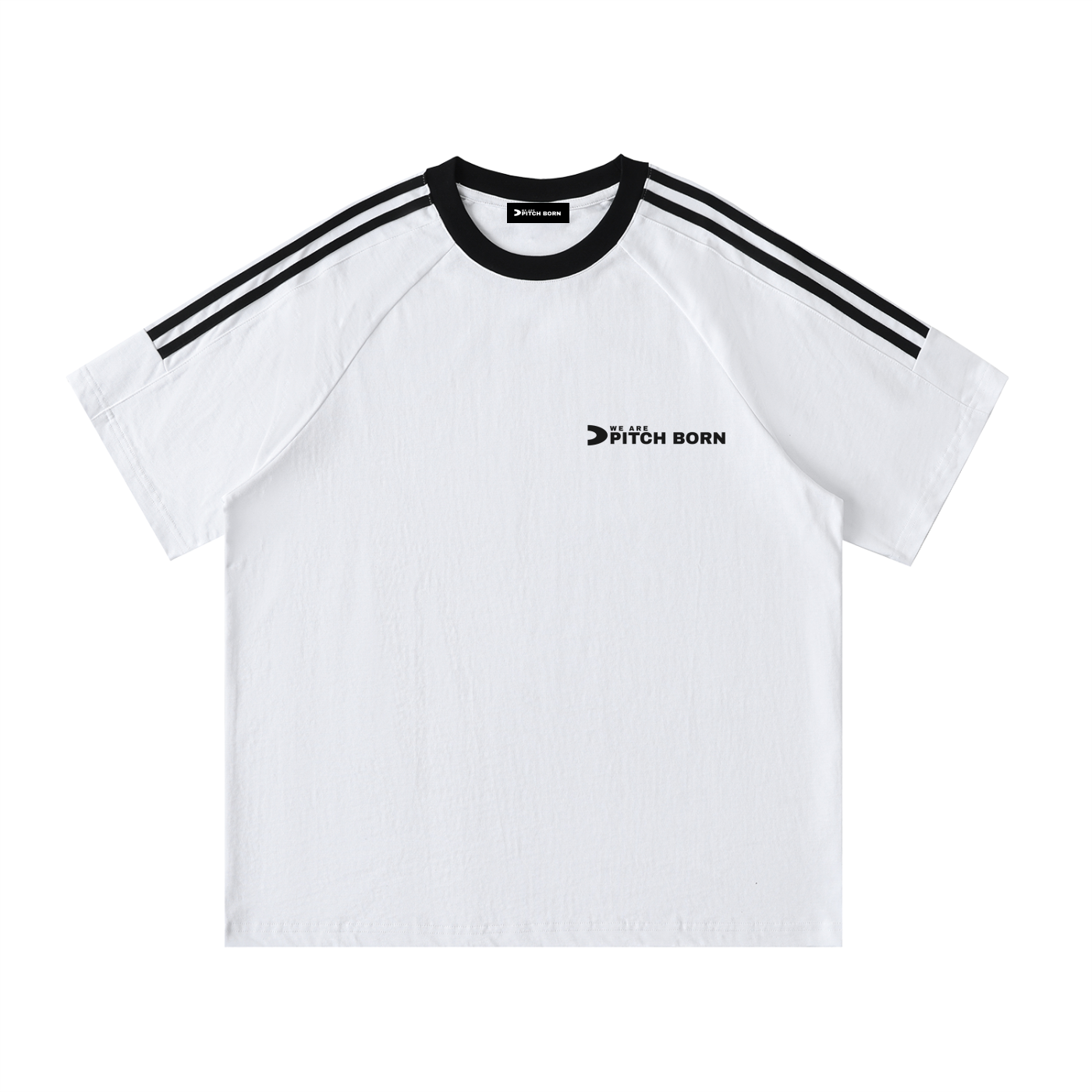 Contrast Tape Crewneck Cotton T-Shirt