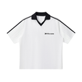 White With Black Contrast Collar Striped Football Top