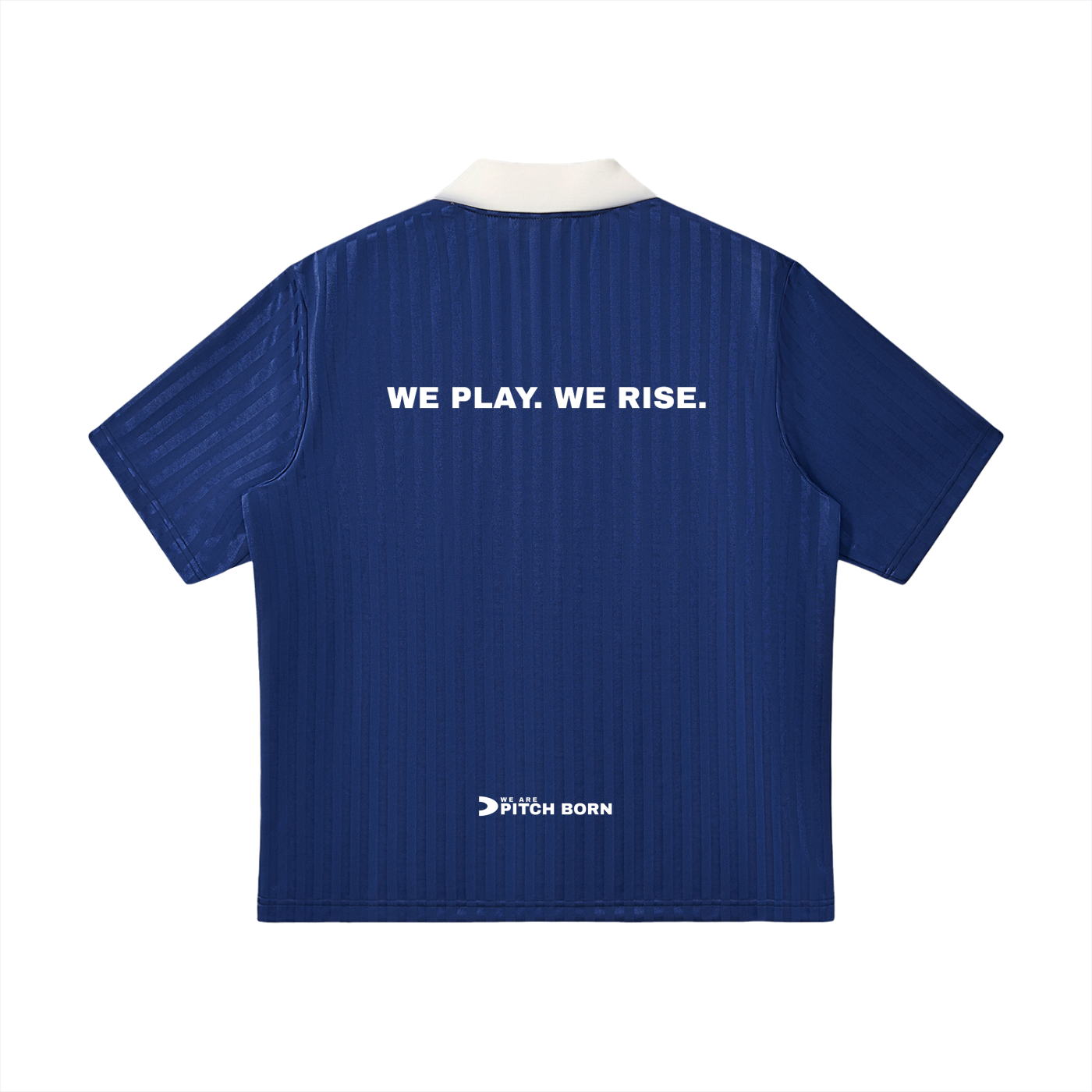 Navy With White Contrast Collar Striped Football Top