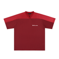 Two Tone Red Oversized Mesh V-Neck Football Top
