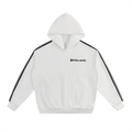 White With Black Side Stripe Drop-Shoulder Hoodie