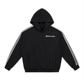 Black With White Side Stripe Drop-Shoulder Hoodie