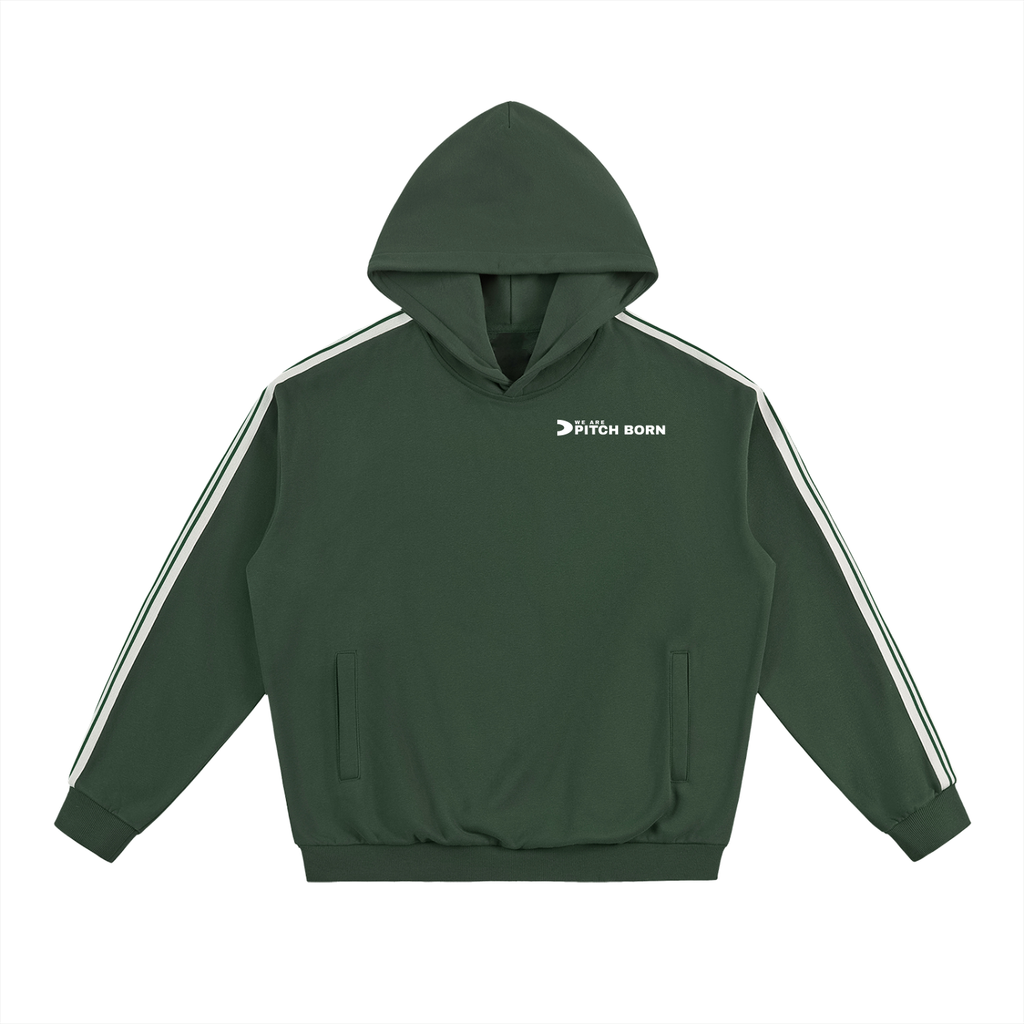 Green With White Side Stripe Drop-Shoulder Hoodie