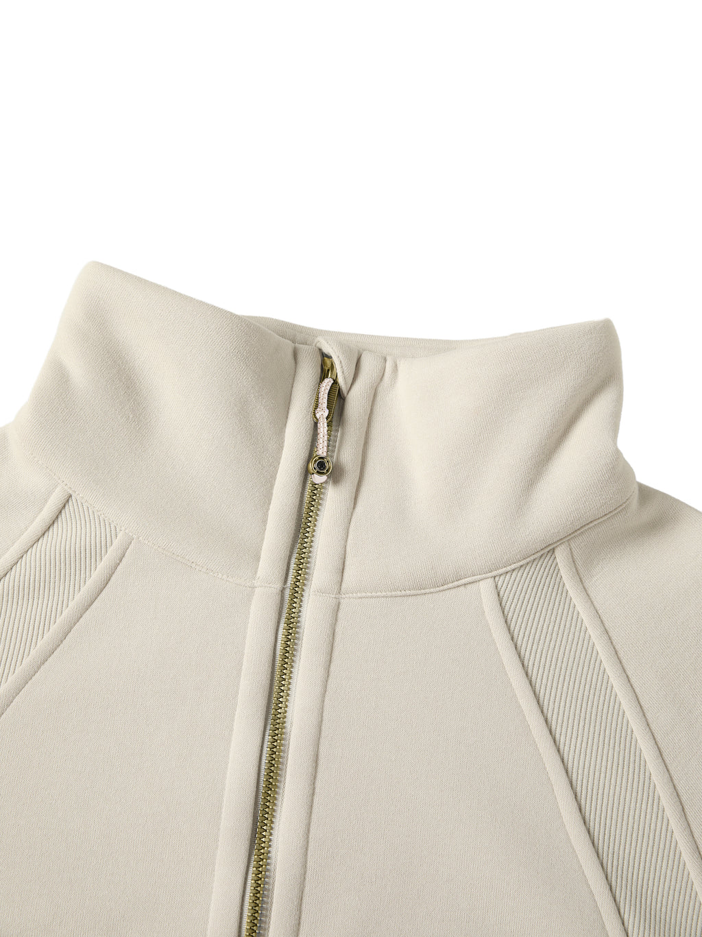 Cream Cropped Half-Zip Sweatshirt