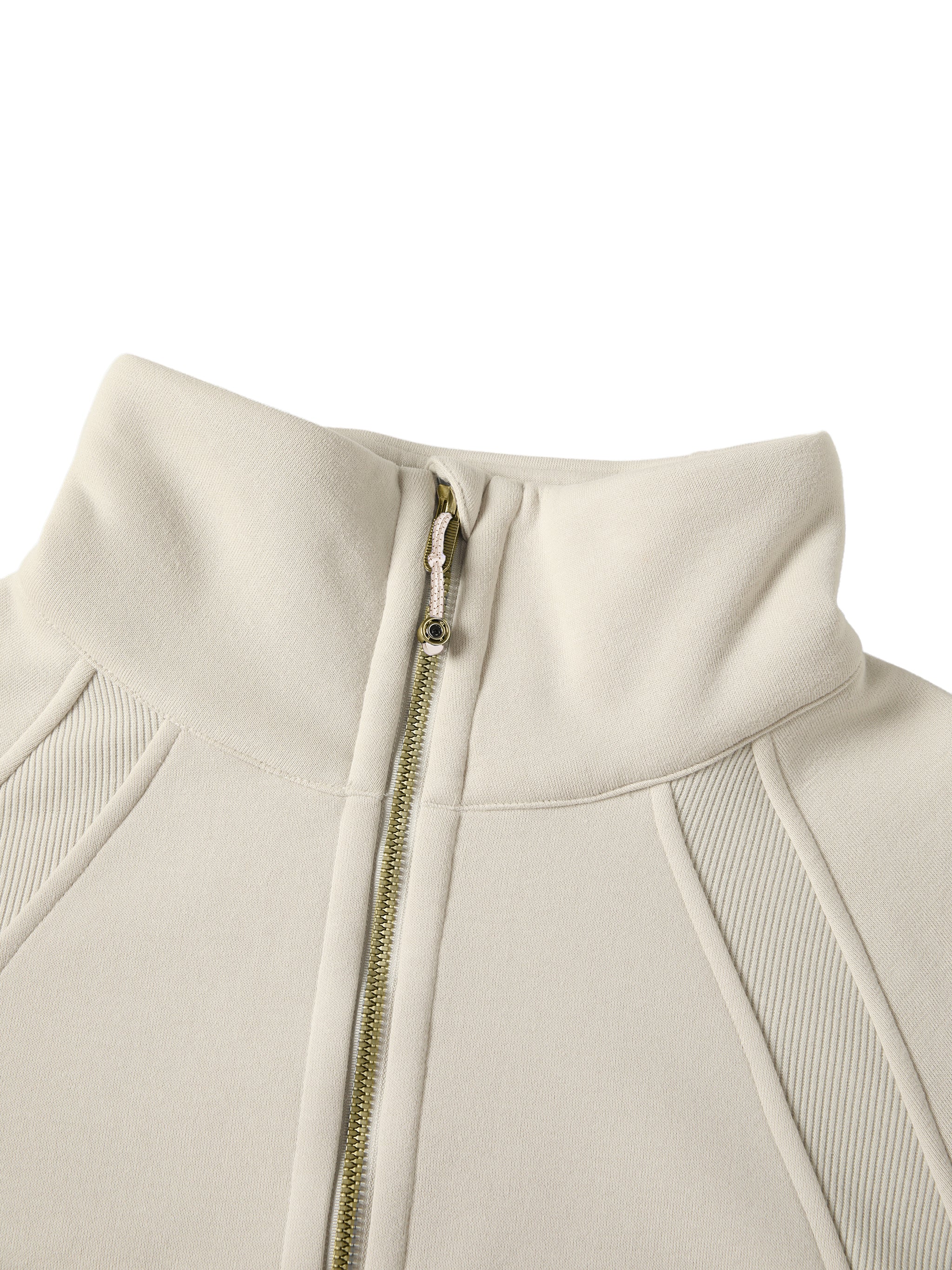 Cream Cropped Half-Zip Sweatshirt