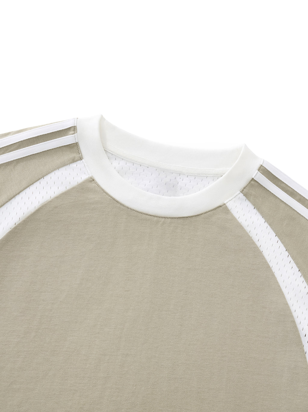 Navy With White Contrast Stripes Panel Mesh T-shirt