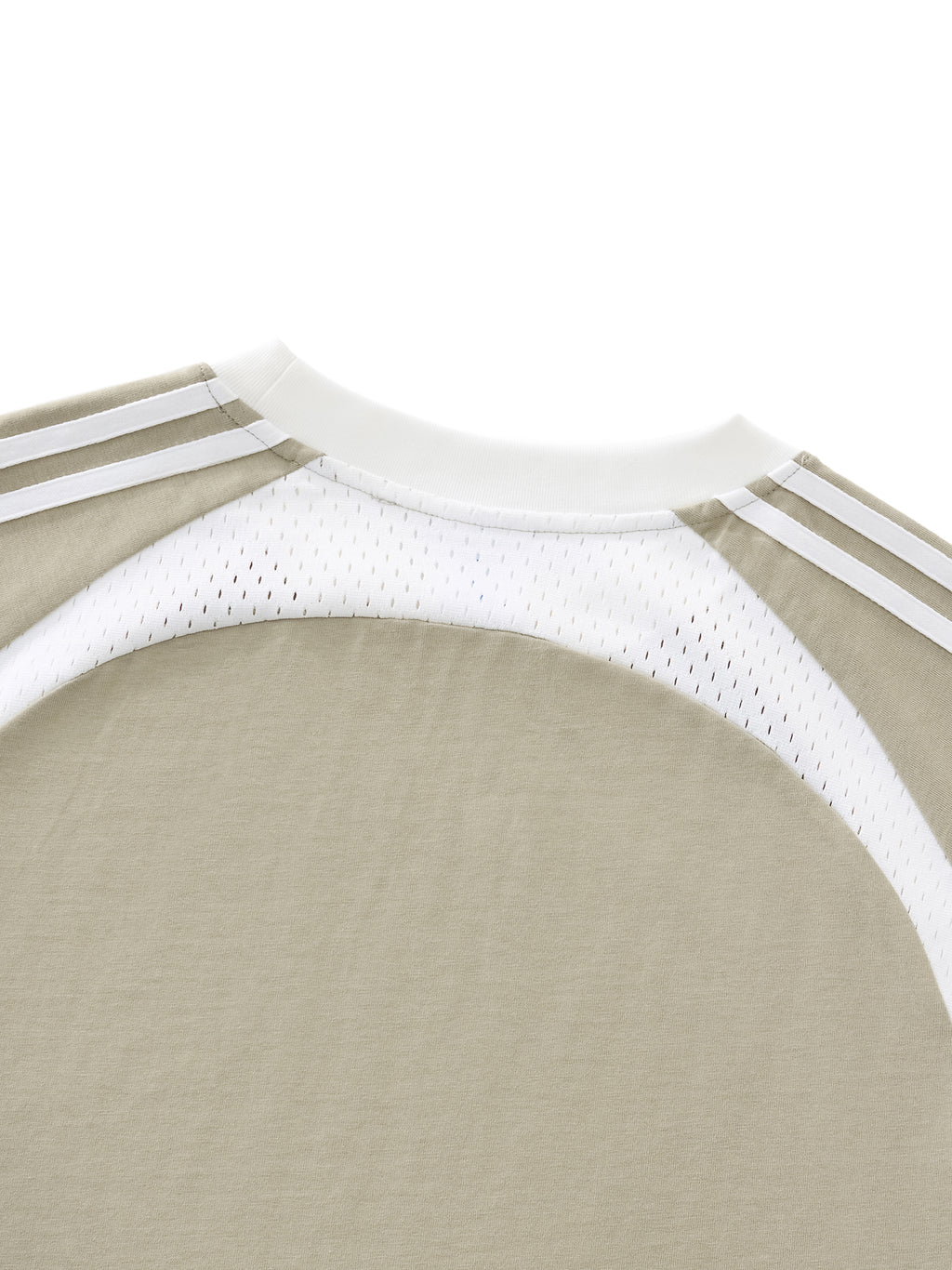 Beige and White Contrast Stripes Panel Mesh Training Top