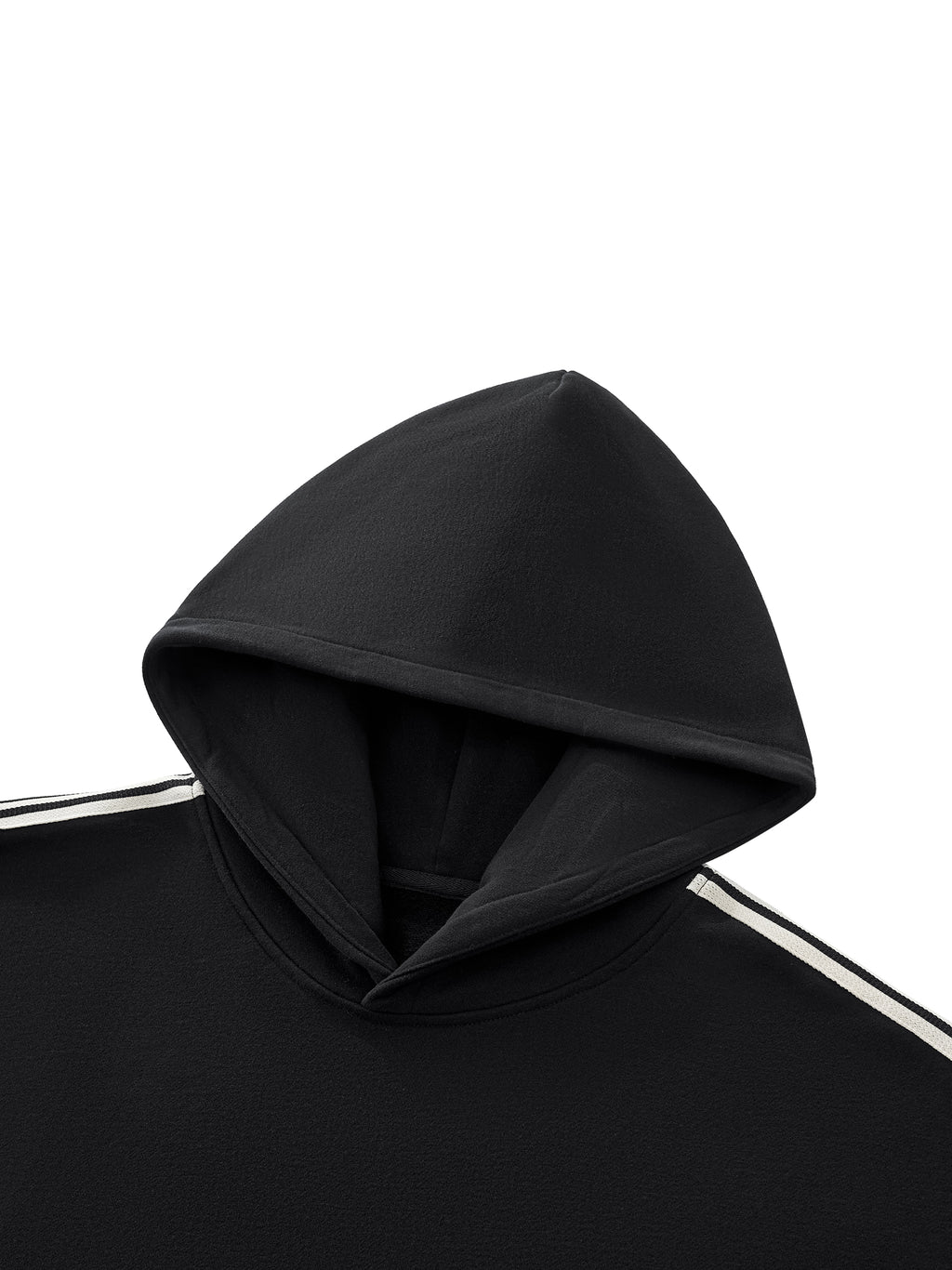 Black With White Side Stripe Drop-Shoulder Hoodie