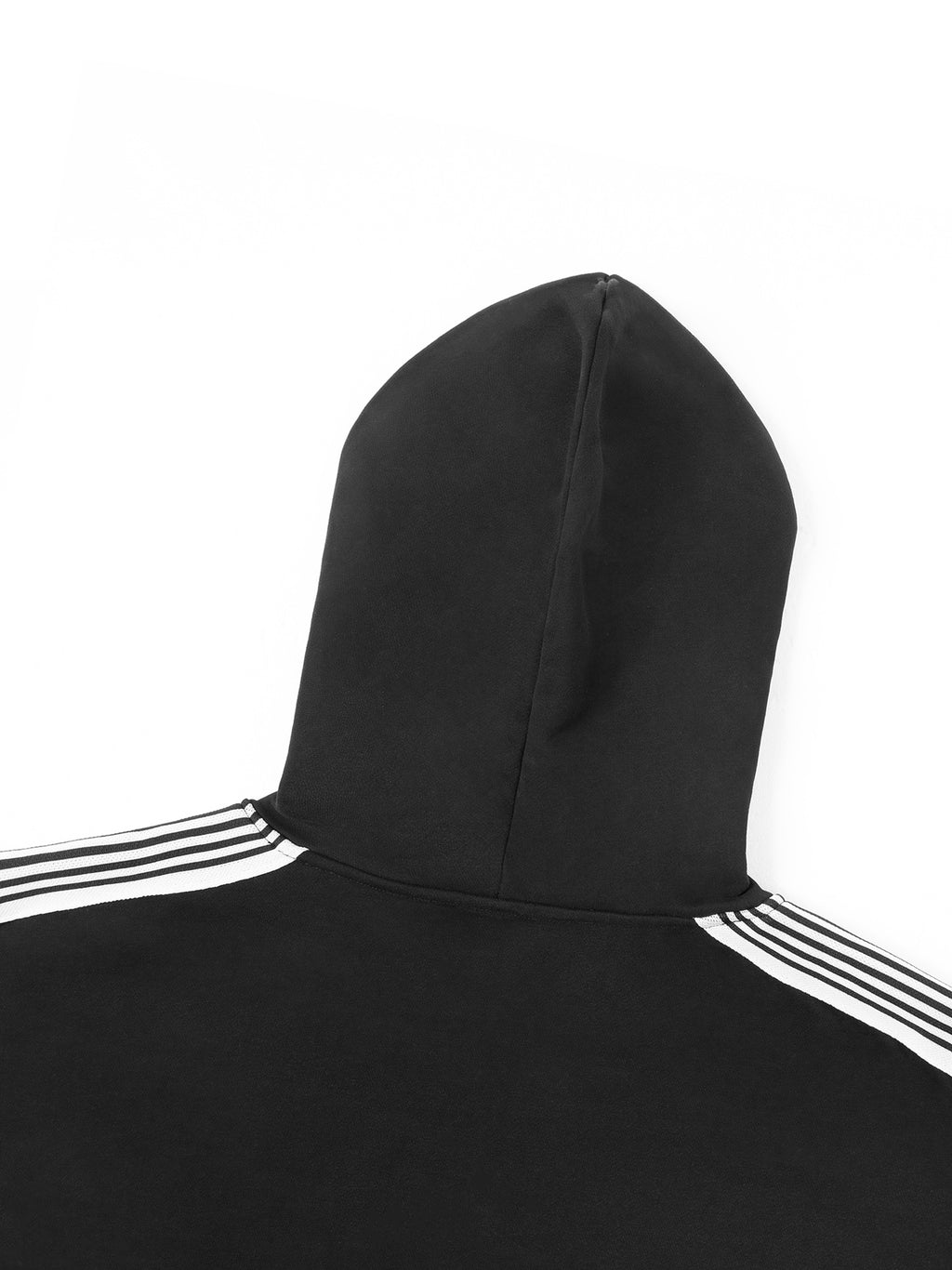 Black With White Side Stripe Drop-Shoulder Hoodie