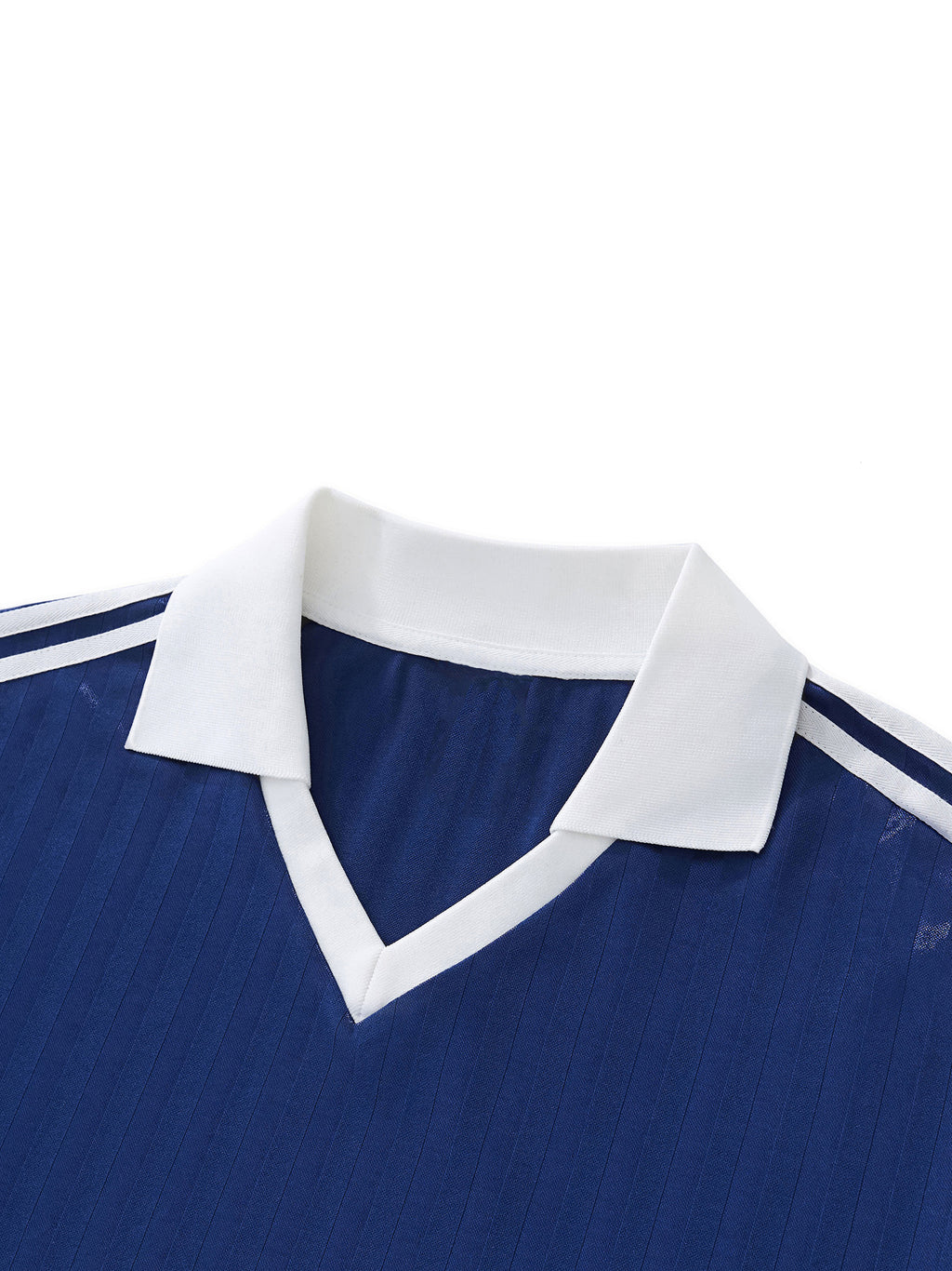 White With Black Contrast Collar Striped Football Top